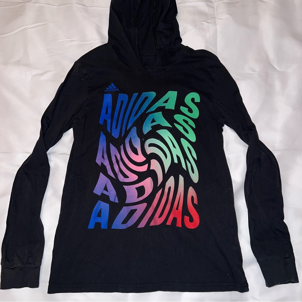 Adidas Black Hoodie with Gradient Logo